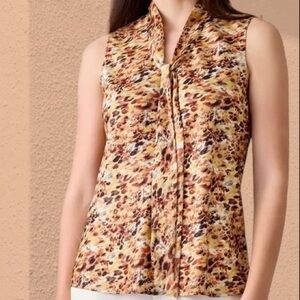 NWT Kasper ‘Audrey’ Sleeveless Blouse in “Daffodil / Vanilla Ice Multi” Size XS